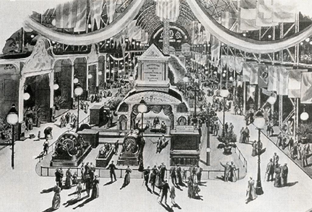 Drawing of the electrical building of the 1893 World’s Fair.