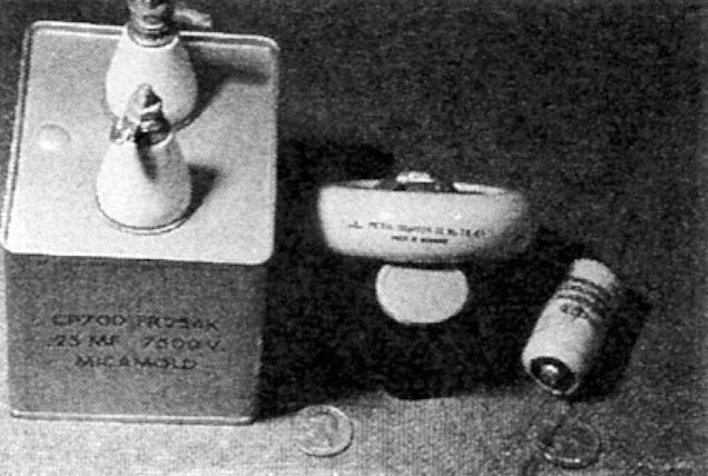 High-voltage capacitors.