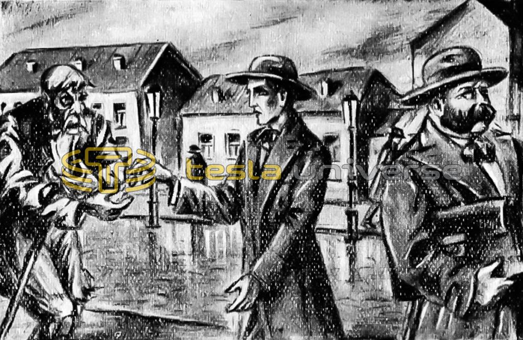 Illustration showing Nikola Tesla showing his charity to others