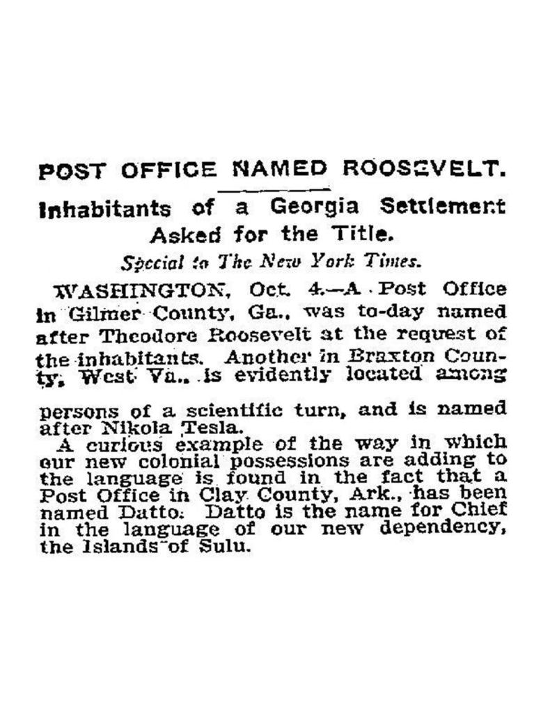 Preview of Post Office Name Roosevelt article