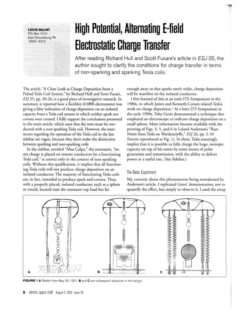 Preview of Tesla Coil High Potential, Alternating E-field Electrostatic Charge Transfer article