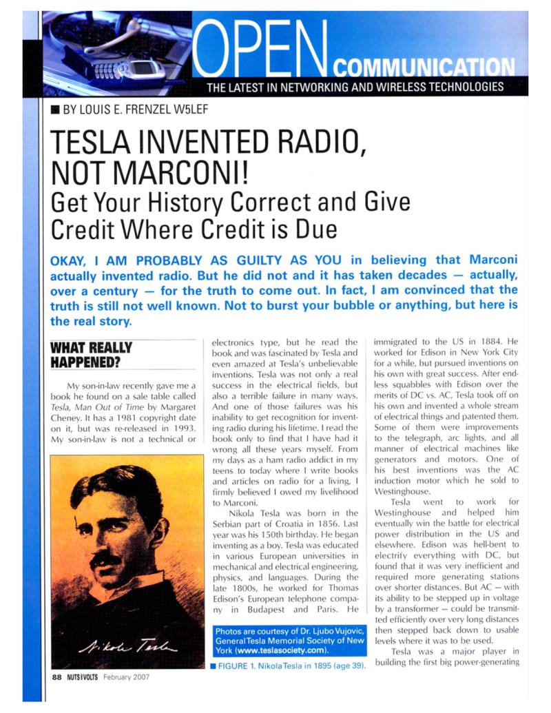 Preview of Tesla Invented Radio, Not Marconi! article