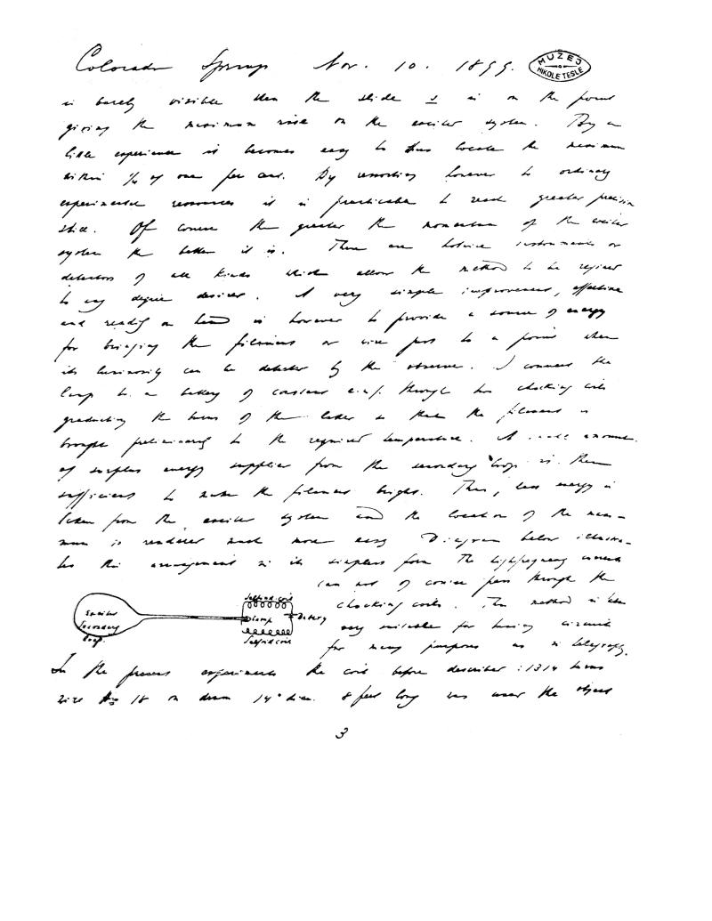 Nikola Tesla : Colorado Springs Notes - Nov. 10, 1899