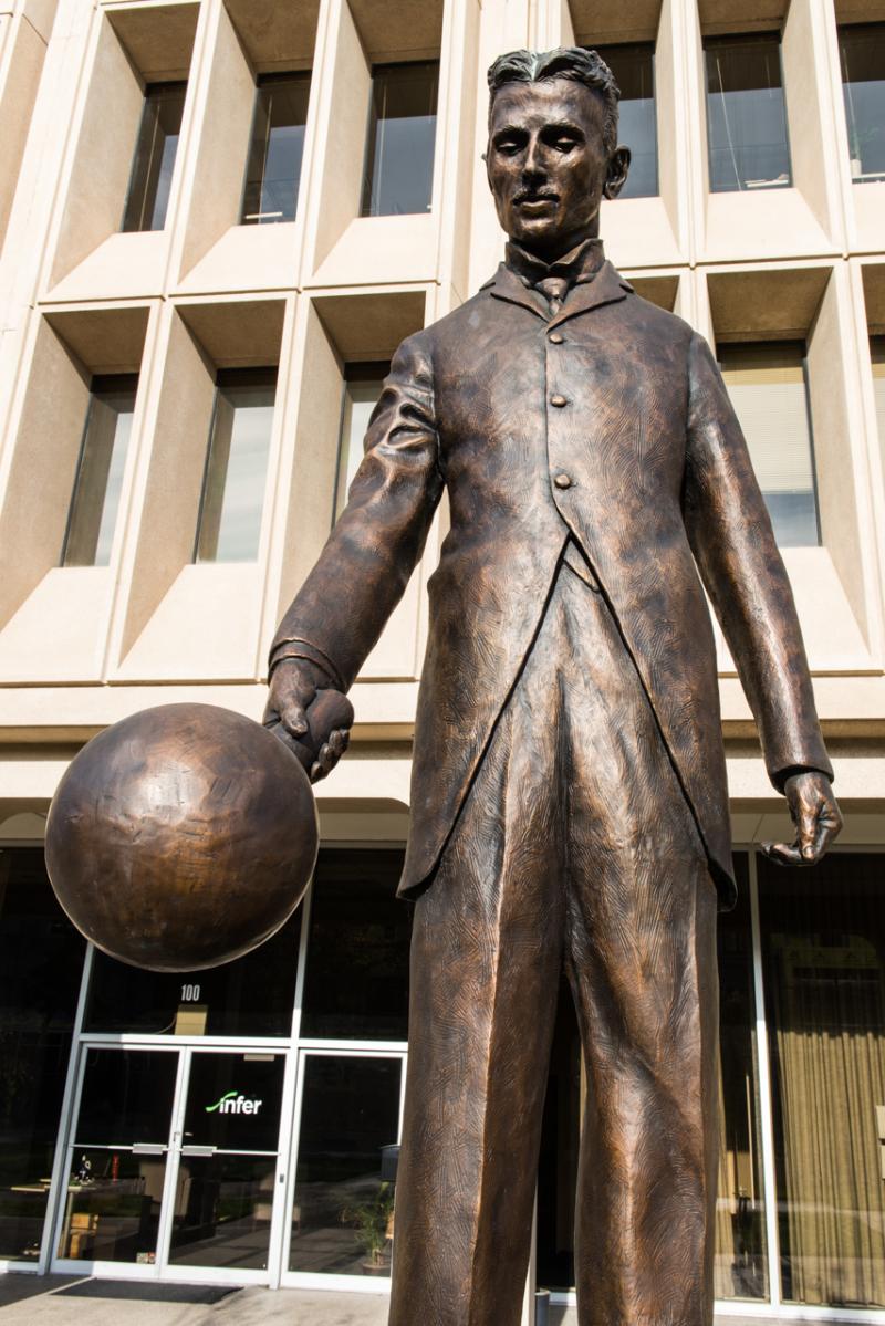 Nikola Tesla statue in Palo Alto, CA