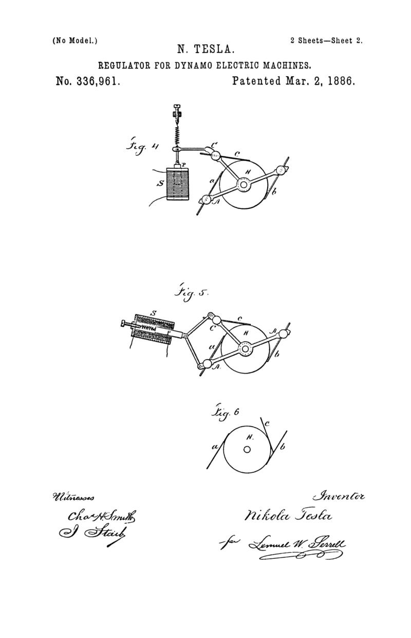 Nikola Tesla U.S. Patent 336,961 - Regulator for Dynamo-Electric Machines - Image 2