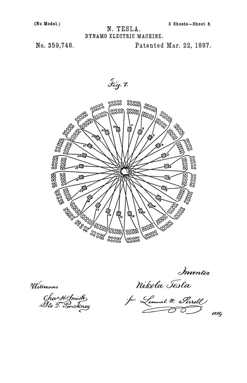 Nikola Tesla U.S. Patent 359,748 - Dynamo-Electric Machine - Image 3