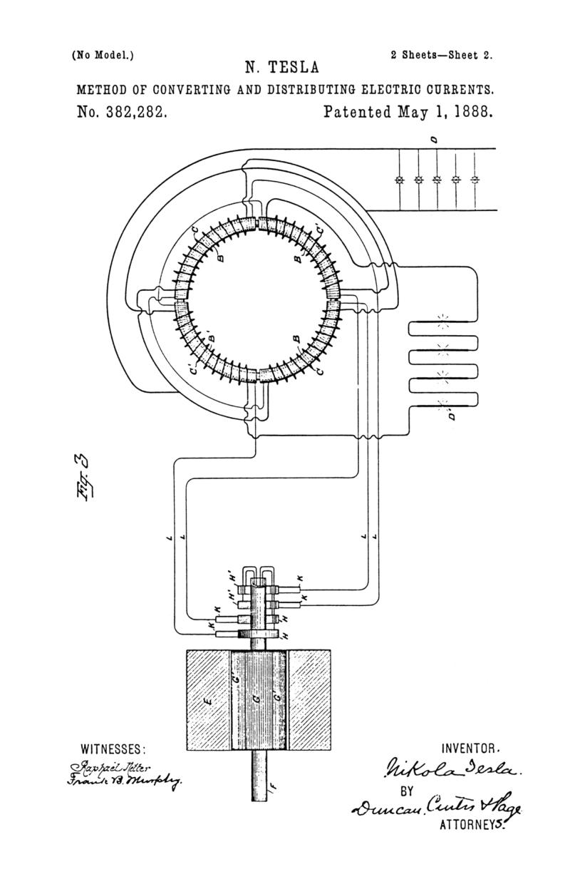 Nikola Tesla U.S. Patent 382,282 - Method of Converting and Distributing Electric Currents - Image 2