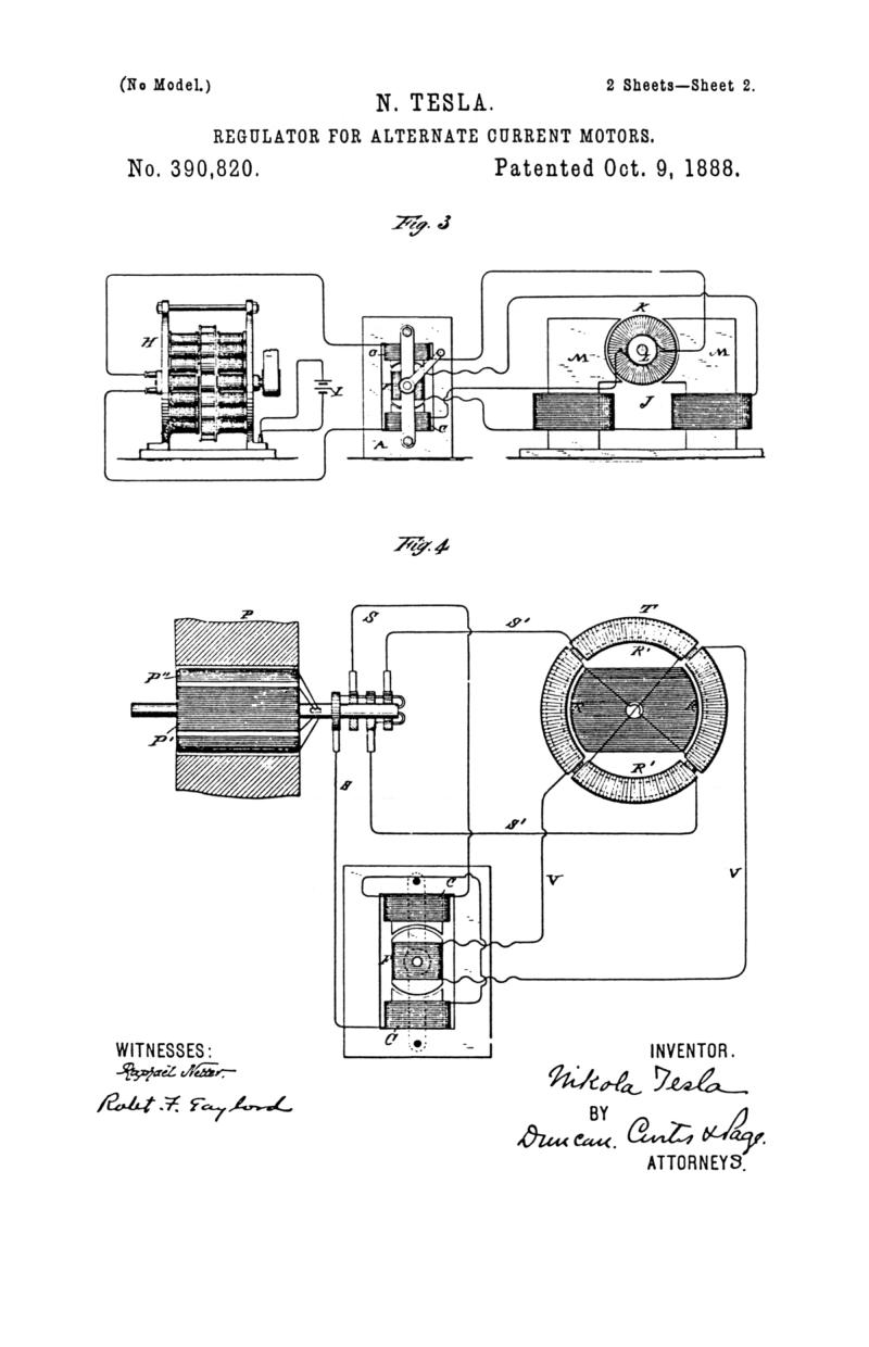 Nikola Tesla U.S. Patent 390,820 - Regulator for Alternate-Current Motors - Image 2