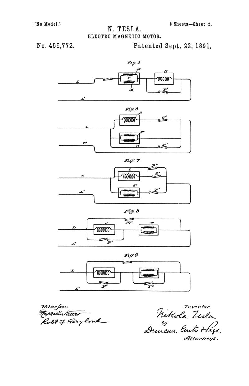 Nikola Tesla U.S. Patent 459,772 - Electro-Magnetic Motor - Image 2