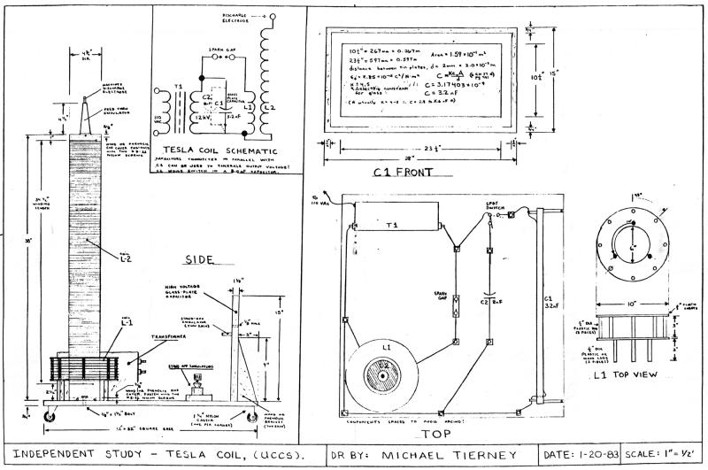 Spark gap Tesla coil diagram and schematic