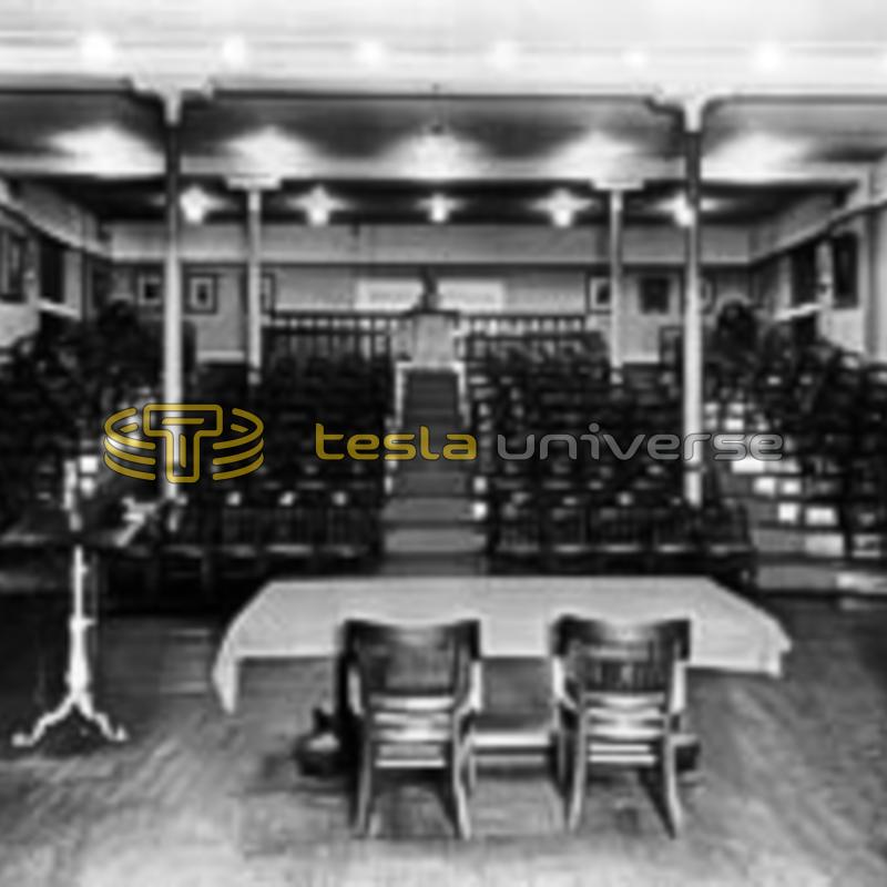 The lecture hall of the Franklin Institute where Tesla lectured