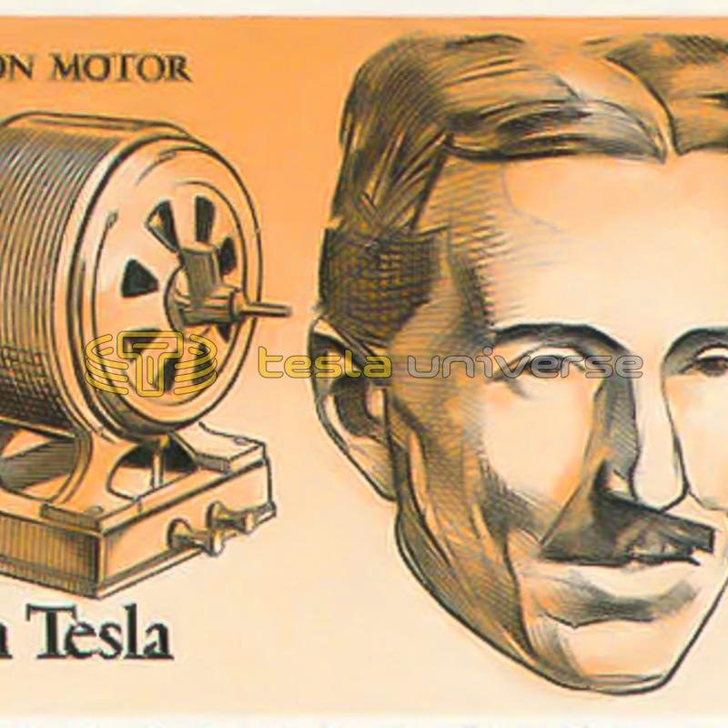 Tesla and his induction motor on the 1983 U.S. postage stamp
