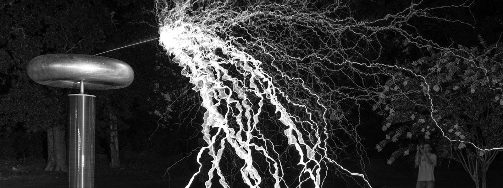 Our large solid-state Tesla coil producing greater than +5m discharges