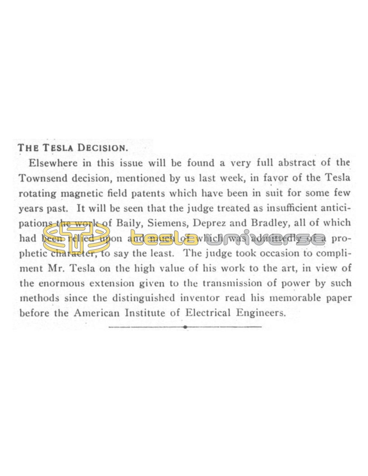 The Tesla Decision - Nikola Tesla Article