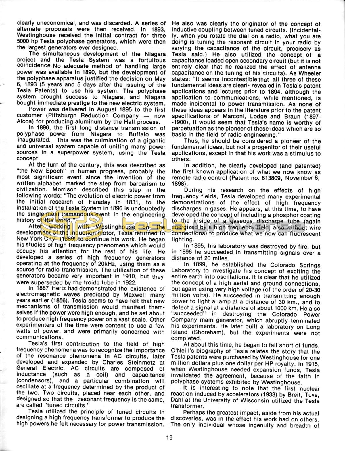 The Tesla Journal - Number 1 - 1981 - Page 19 | Tesla Universe