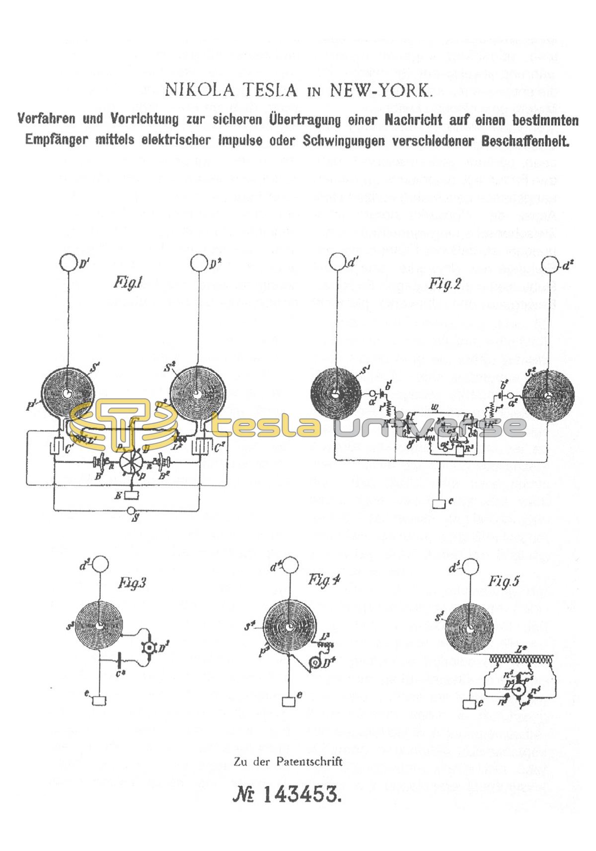Nikola Tesla German Patent 143453 - Method and Device for Secure