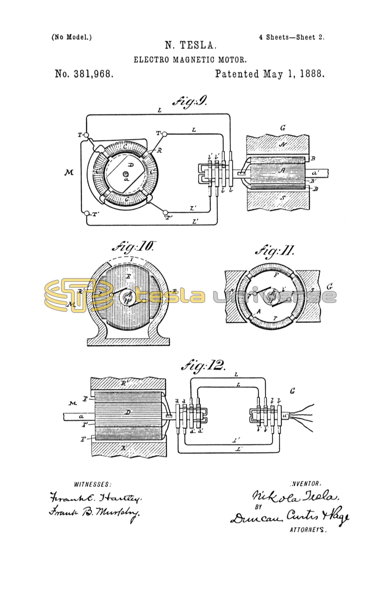 Nikola Tesla U.S. Patent 381,968 - Electro-Magnetic Motor Nikola Tesla U.S. Patent 381,968 - Electro-Magnetic Motor