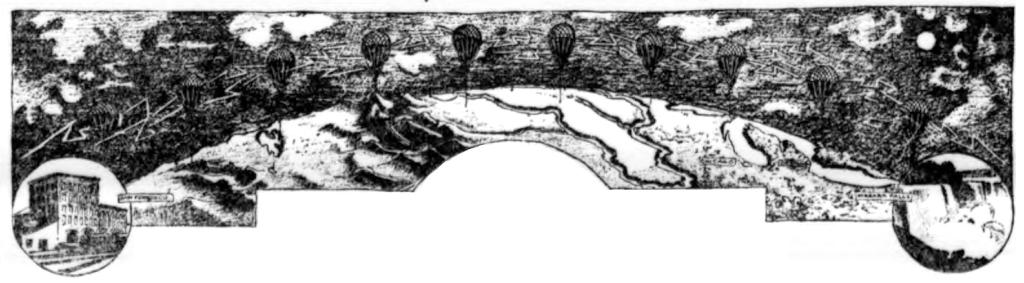 Illustration of Tesla's Aerial Electric Line Across the Continent