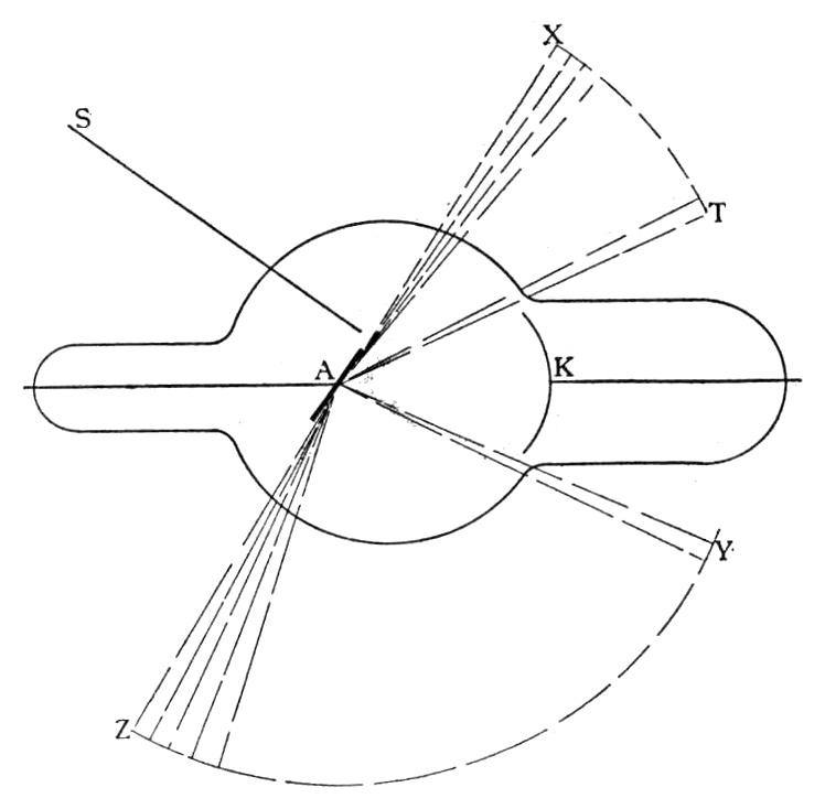 Diagram showing beams from X-ray tube