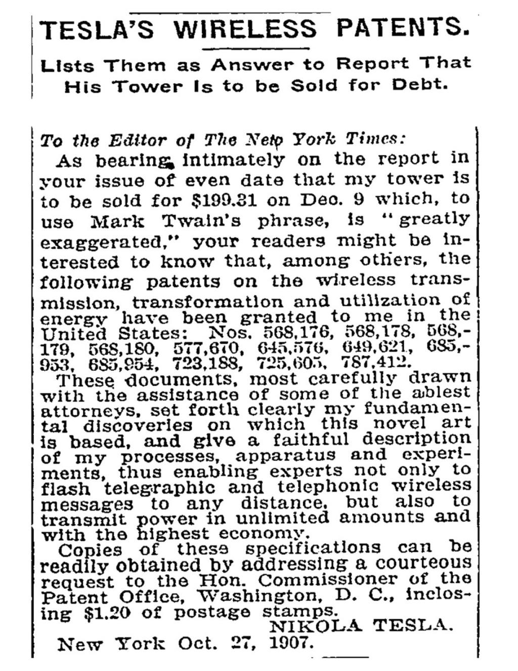 Preview of Tesla Responds to Report of Tower being Sold for Debt article