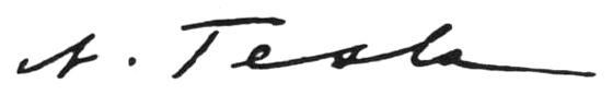 N. Tesla - Autograph Signature of Nikola Tesla