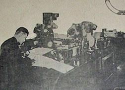 Operating room of the Sayville wireless station, where United States Navy telegraphers have taken charge