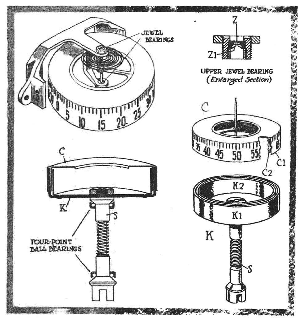 Waltham air-friction speedometer internal parts drawings