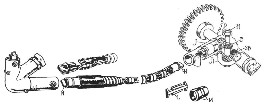 Waltham air-friction speedometer flexible cable drawing