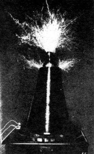 Conical Oudin High Frequency Coil Issuing Tree of Sparks