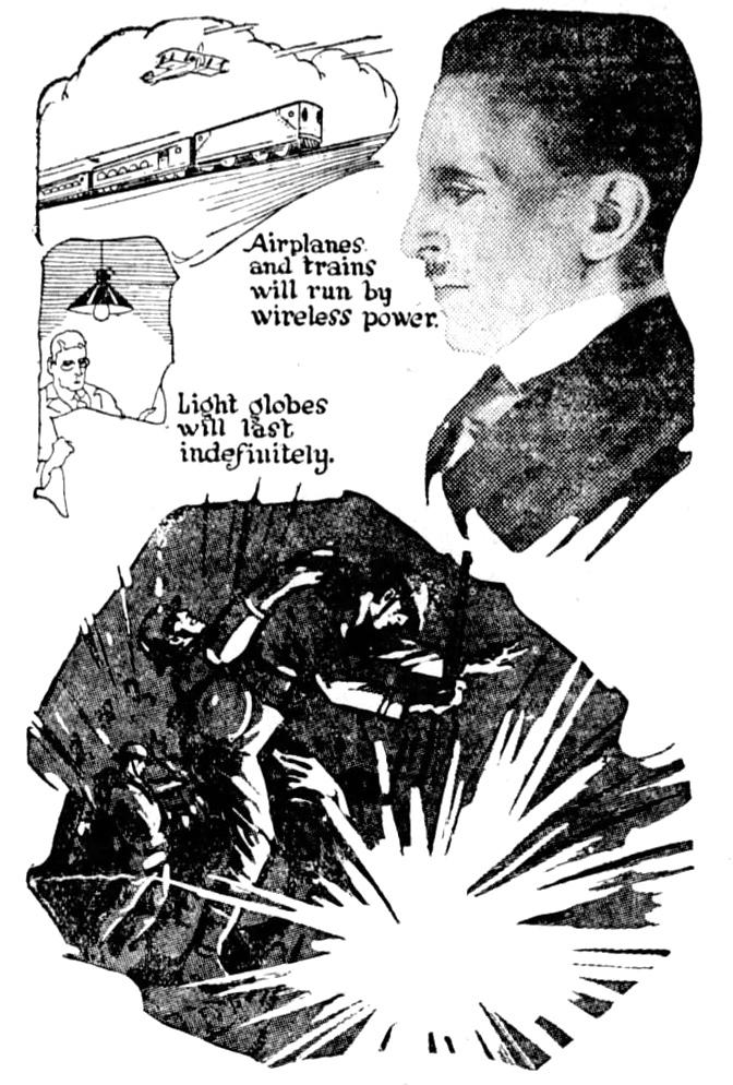 Illustrations of Nikola Tesla and Wireless Power Applications