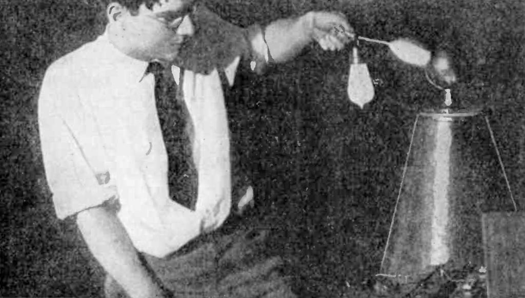 Kenneth Swezey demonstrates his Tesla coil