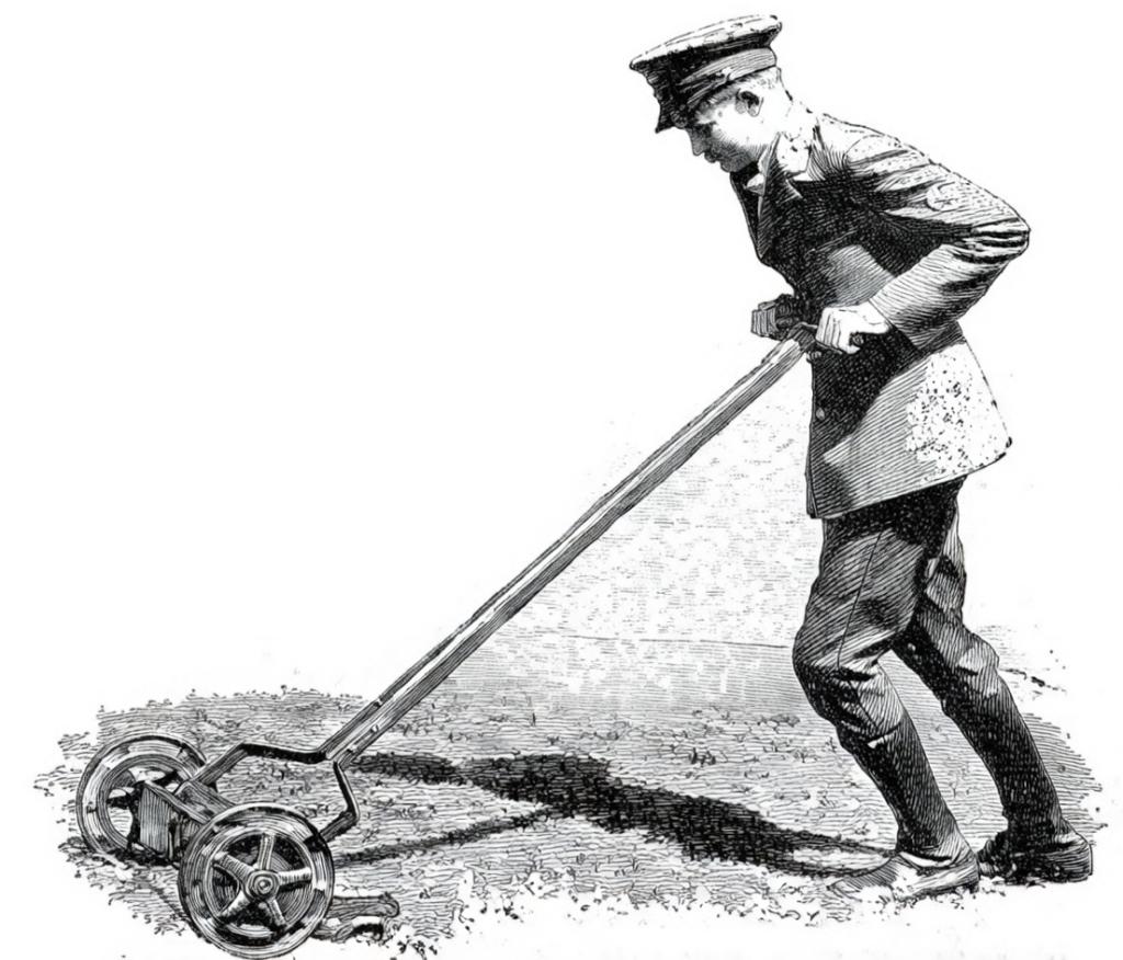 Telegraph boy mowing grass