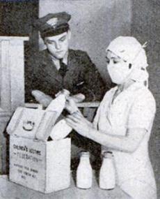 Telegraph boy delivering milk to hospital