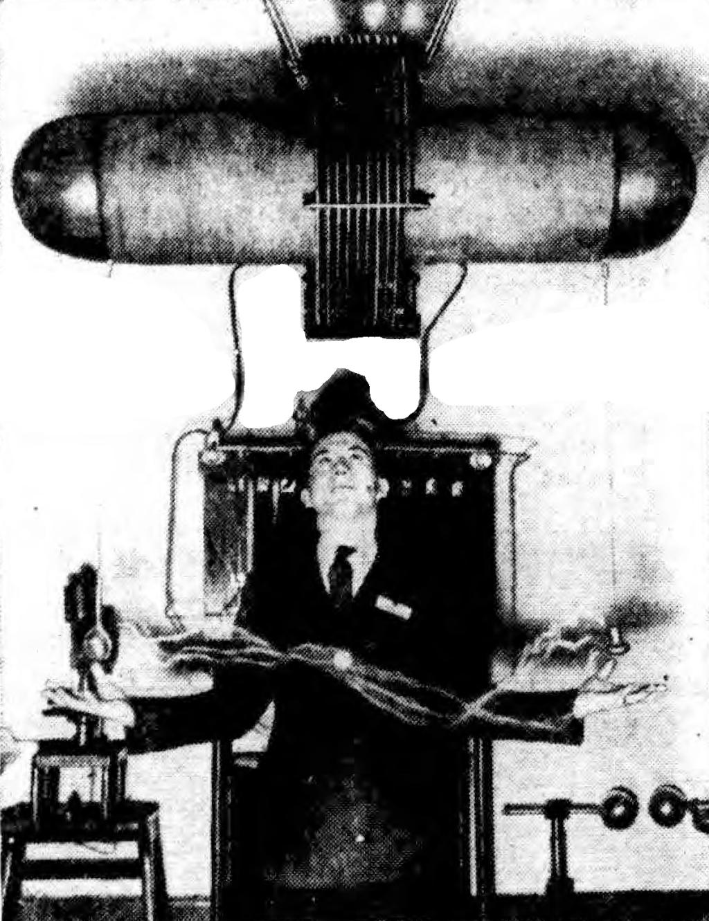 Engineering Student and Double Exposure of Bi-Polar Tesla Coil