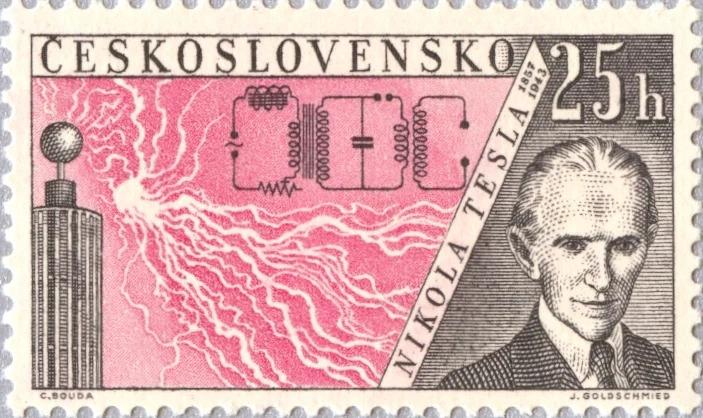 Czechoslovakian Nikola Tesla stamp