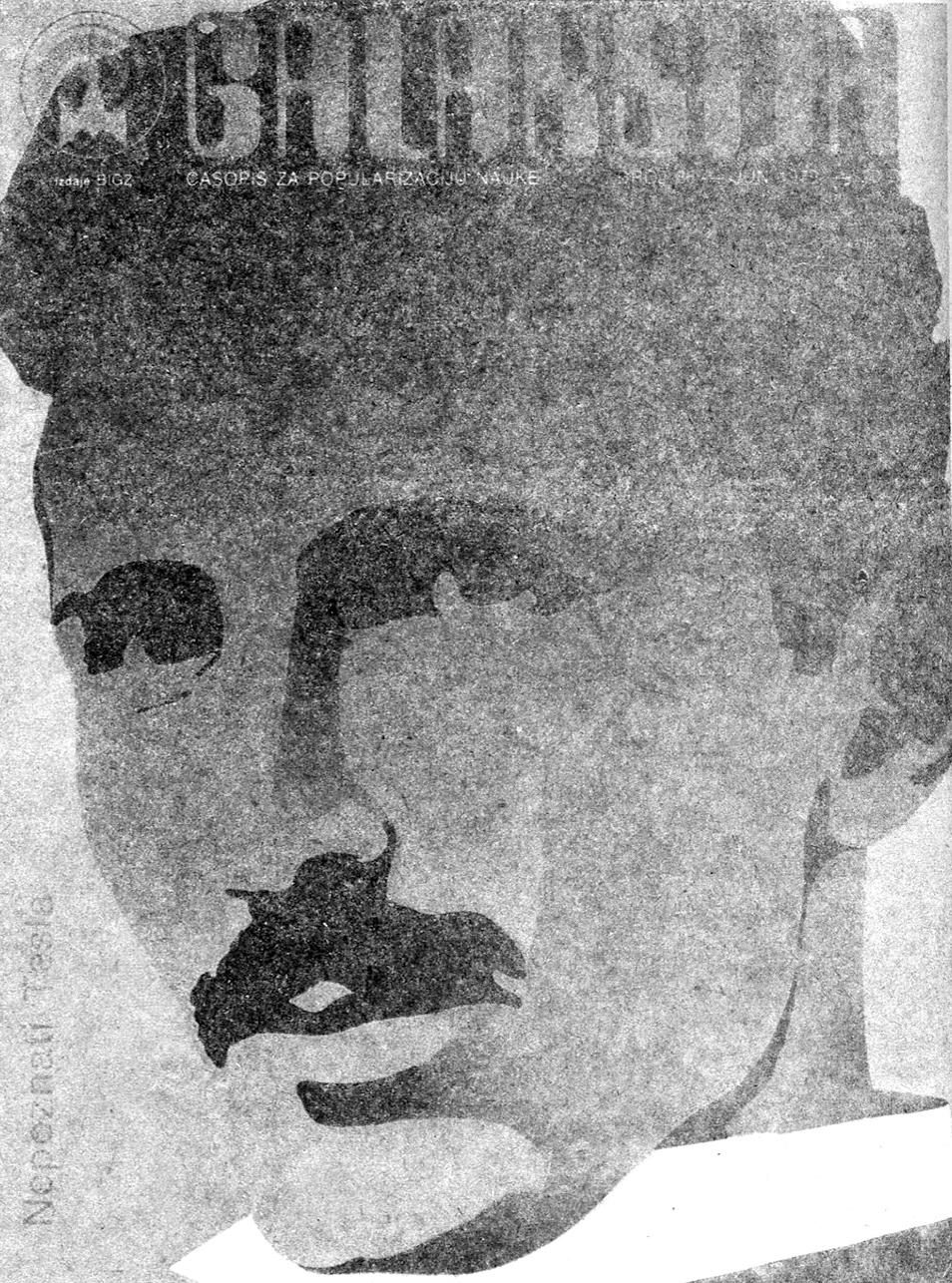 Cover page of the magazine "Galaksija" with Tesla's image