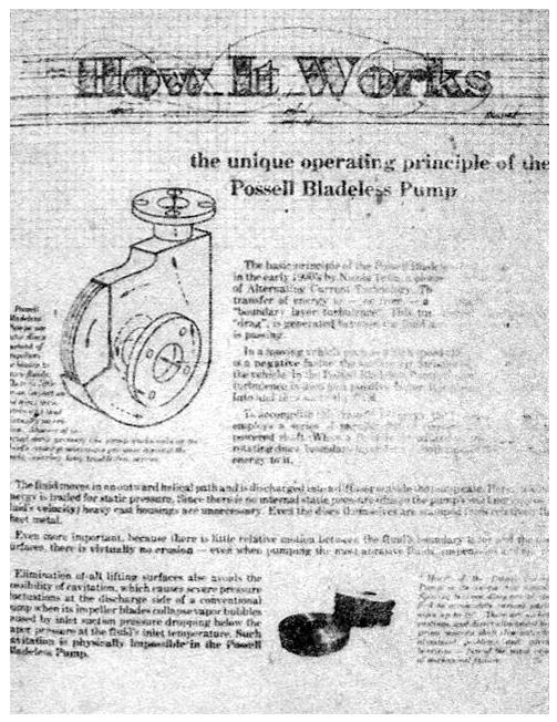 Prospectus of a San Diego company that produces pumps based on Tesla's design