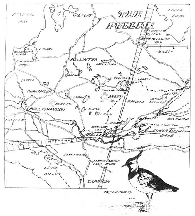 Map of the countryside around Belleek county