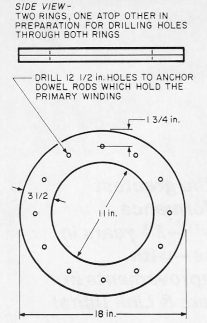 Construction diagram for the Tesla high-frequency transformer