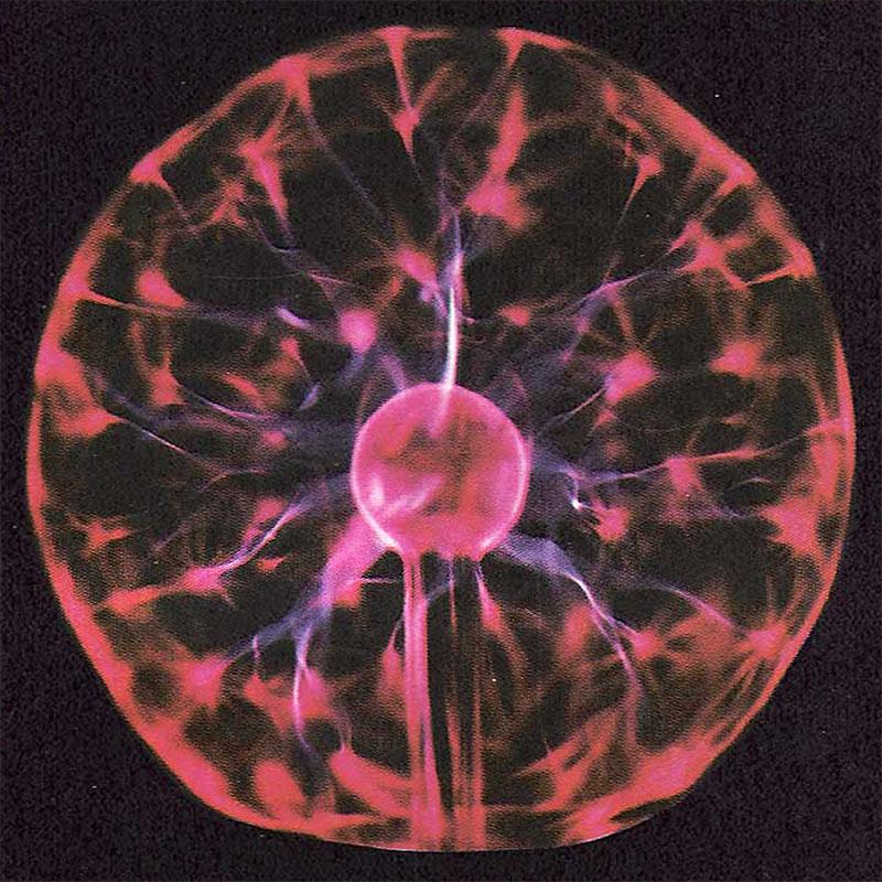 Excited plasma globe with centered electrode.