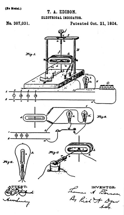 Edison Patent 307,031 - Electrical Indicator.