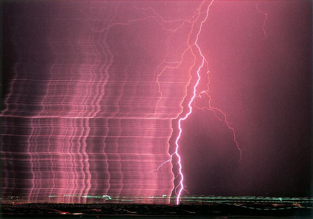 Time-lapse photo of brilliant lightning discharge