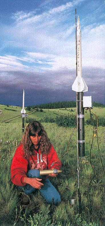 Rockets used to capture lightning via tether