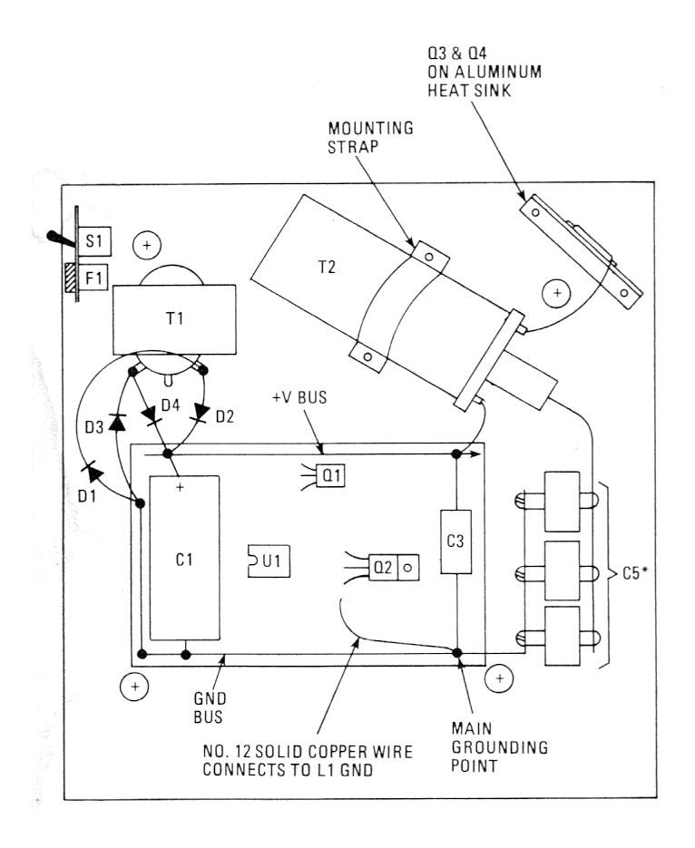 Solid state Tesla coil base and component layout.