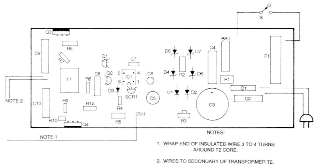 Solid-state Jacob's ladder parts placement diagram.