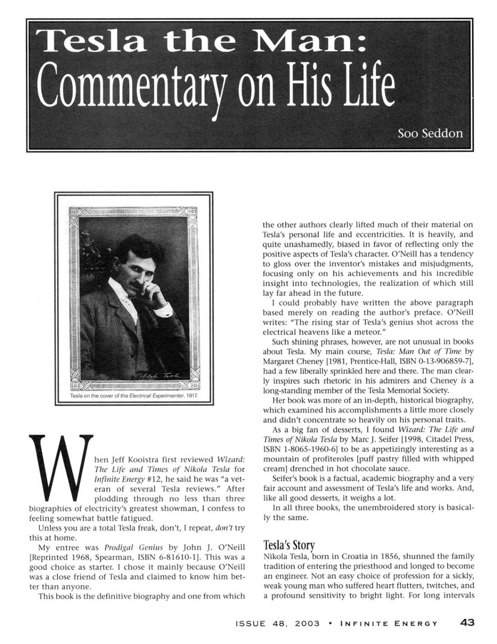 Preview of Tesla the Man: Commentary on His Life article