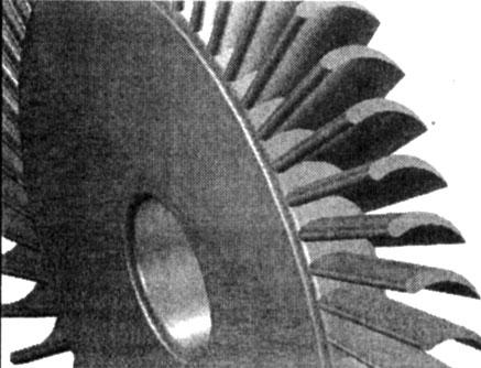 Reaction turbine blades.