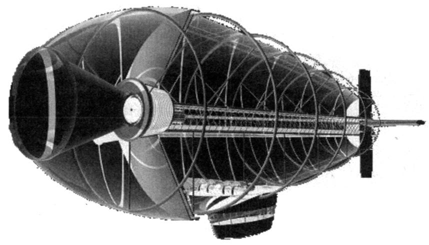 Airship combining the use of Tesla and Schauberger technologies