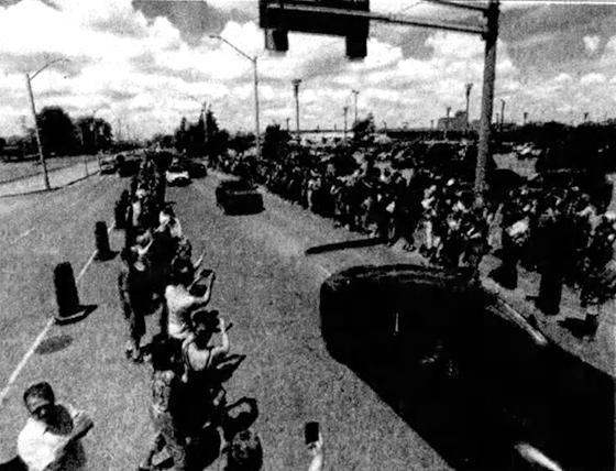 First cars, Teslas, drive on Tesla Boulevard Sunday