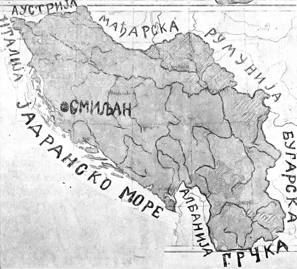 Map of Smiljan and the Kingdom of Yugoslavia